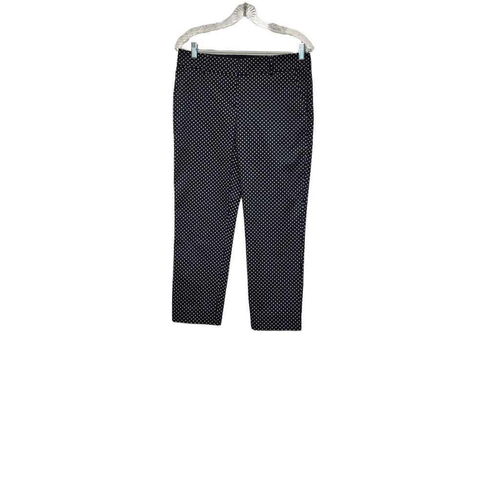 Ann Taylor Women's 2 Cambridge Crop Navy White Polka Dots Ankle Pants